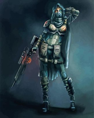 Sniper Lady diamond painting