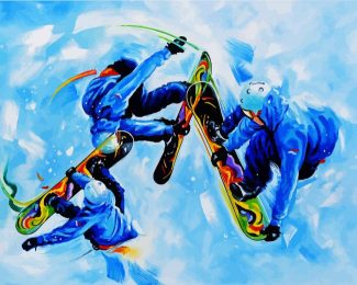 Snow Skateboarders diamond painting