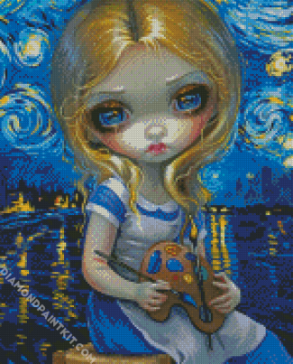 Starry Night Strangeling Girl diamond painting