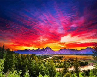 Summer Sunset At Teton diamond painting