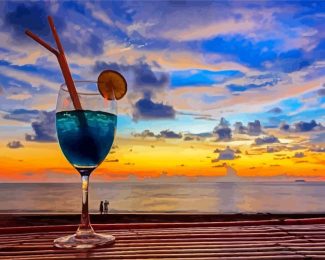 Sunset Beach With Drink diamond painting