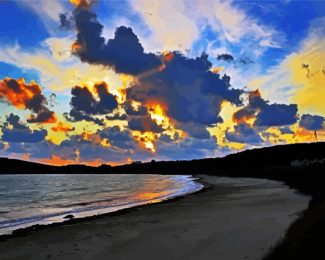 Sunset In Alderney Beach diamond painting