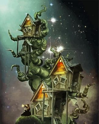 Treehouse Illustration diamond painting