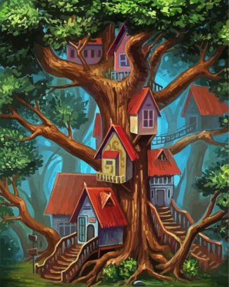 Treehouses diamond painting