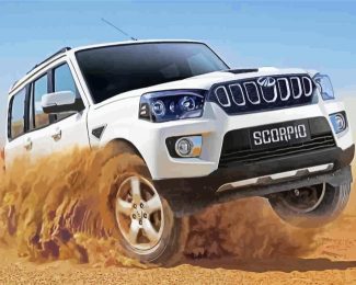 White Scorpio Car diamond painting