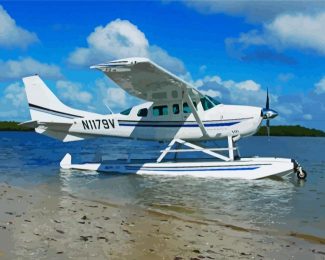 White Seaplane diamond painting