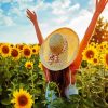 Woman Enjoying Sunflowers diamond painting