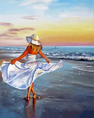 Woman Enjoying The Beach diamond painting