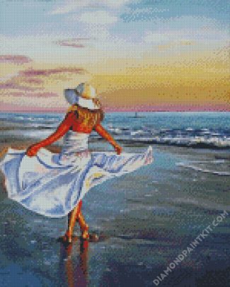 Woman Enjoying The Beach diamond painting