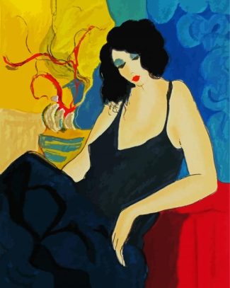 Woman Wearing Black Dress By Tarkay diamond painting