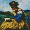 A Woman Reading By Corot diamond painting