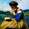 A Woman Reading By Corot diamond painting