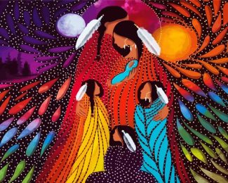 Abstract Indigenous Familly diamond painting