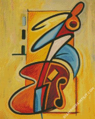 Abstract Upright Bass diamond painting