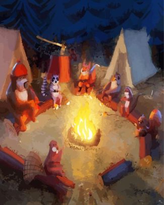 Animals Campfire diamond painting