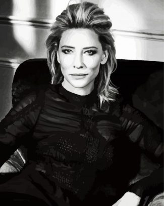 Black and White Cate Blanchett diamond painting