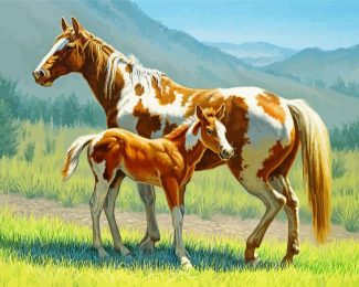 Blonde Paint Horses Art diamond painting