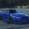 Blue Nissan R34 diamond painting