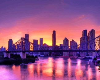 Brisbane Skylines During Sunset diamond painting