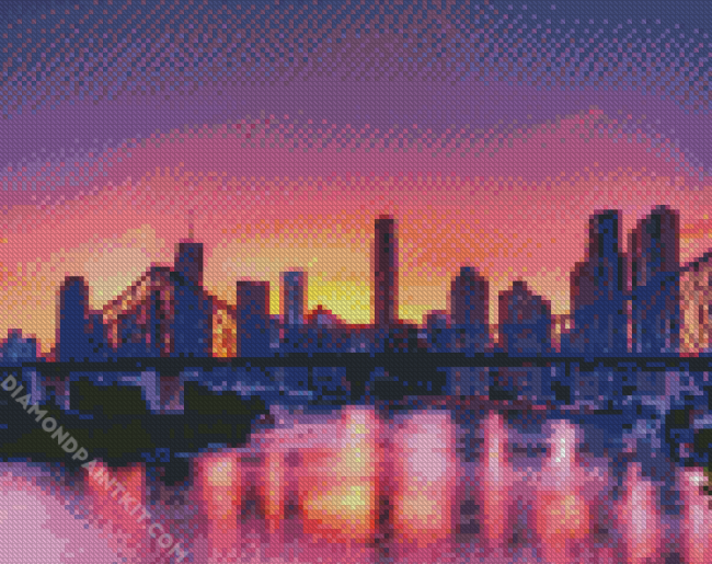 Brisbane Skylines During Sunset diamond painting