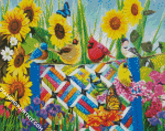 Cadinals And Sunflowers diamond painting