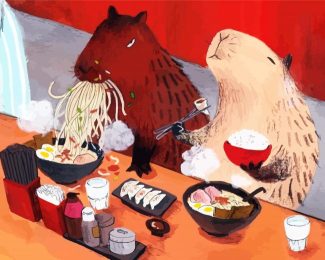 Capybara Eating Sushi diamond painting