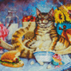 Cat Eating Popcorn diamond painting