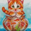 Cat In Bowlfish diamond painting