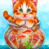 Cat In Bowlfish diamond painting