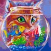 Cat And Yellow Fish diamond painting