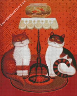 Cats Look At Bowlfish diamond painting