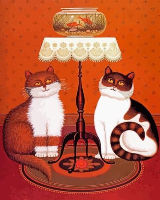 Cats Look At Bowlfish diamond painting