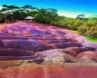 Chamarel Seven Colored Earth Geopark Mauritius diamond painting