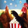 Chicken Eating Popcorn diamond painting