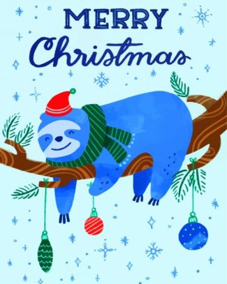 Christmas Blue Sloth diamond painting