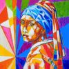 Colorful Girl With A Pearl Earring diamond painting