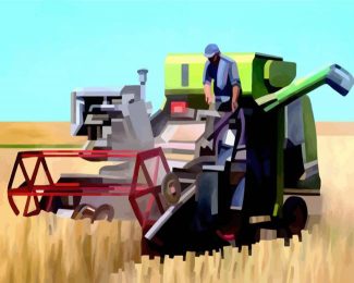 Combine Harvester Illustration diamond painting