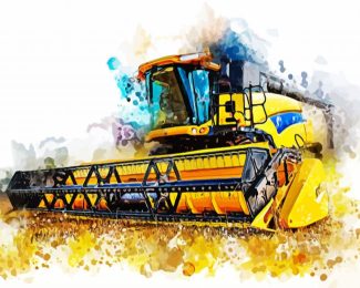 Combine Harvester Splatter Art diamond painting