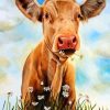 Cow In Daisies Field diamond painting