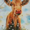 Cow In Daisies Field diamond painting