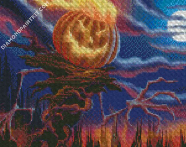 Creepy Pumpkin Scare Crow diamond painting