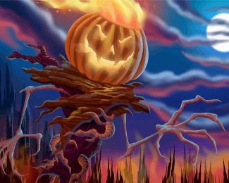 Creepy Pumpkin Scare Crow diamond painting