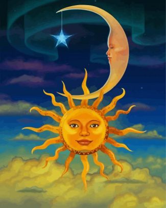 Crescent Moon And Sun diamond painting