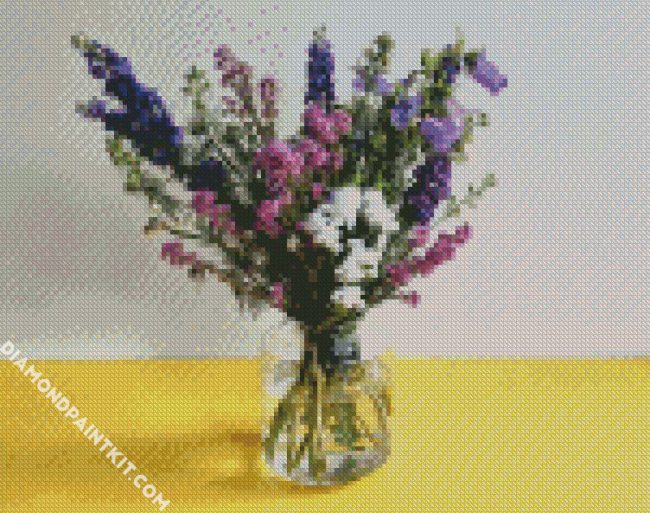 Delphiniums Plants Glass Vase diamond painting