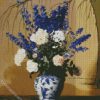 Delphiniums And Roses In Vase diamond painting