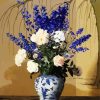 Delphiniums And Roses In Vase diamond painting