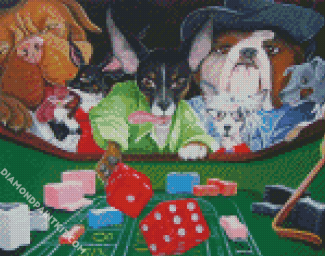 Dogs Playing Craps diamond painting