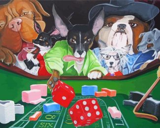 Dogs Playing Craps diamond painting