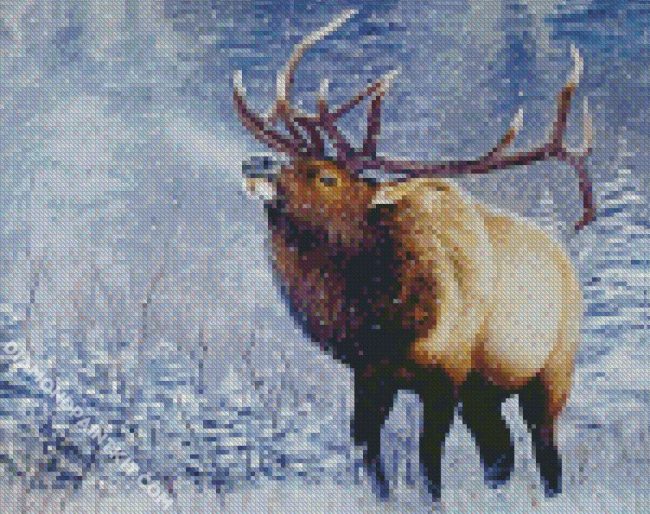 Elk In Snow Art diamond painting