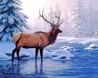 Elk In Snow diamond painting